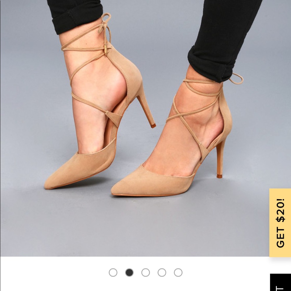 Marie Taupe Suede Lace-Up Heels